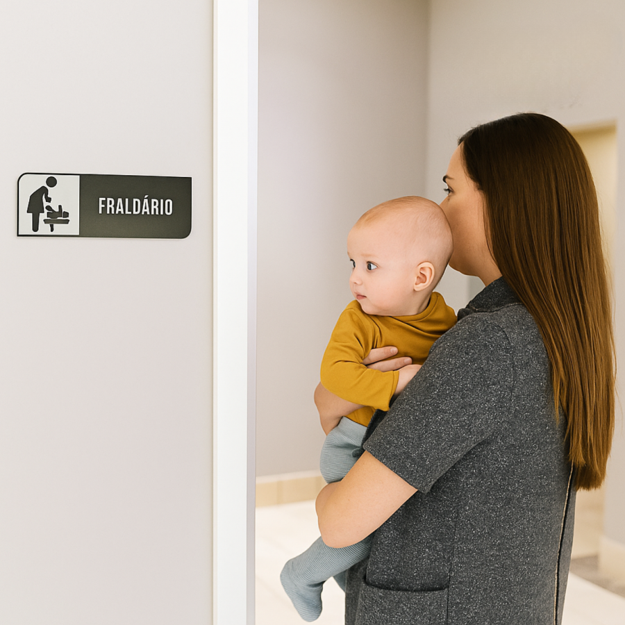 Placa de Sinalização Indicativa em MDF Efeito 3D - Fraldário